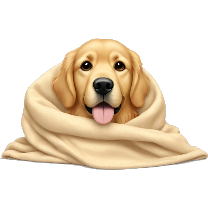 golden retriever full coverage in beige blanket emoji