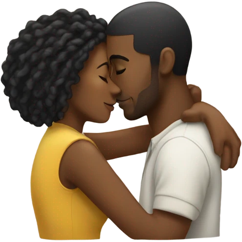 short black man with dreads kissing an african american woman  emoji
