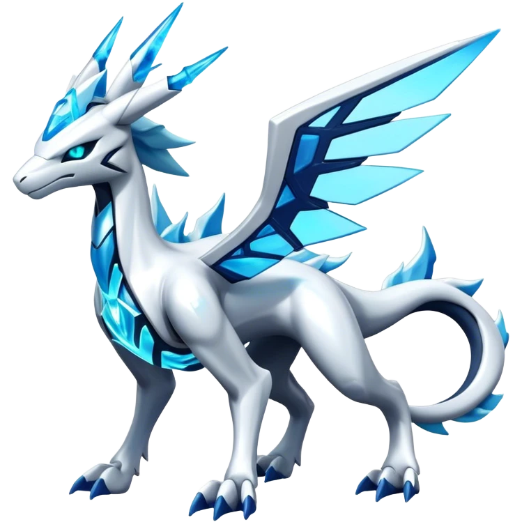 Futuristic Kyurem-reshiram-Glaceon-dialga-suicune-hybrid, full body emoji