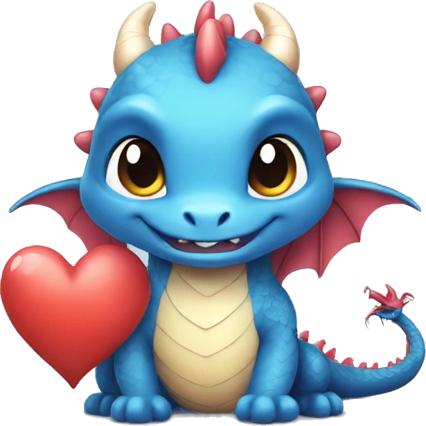 dragon cute little in love heart emoji