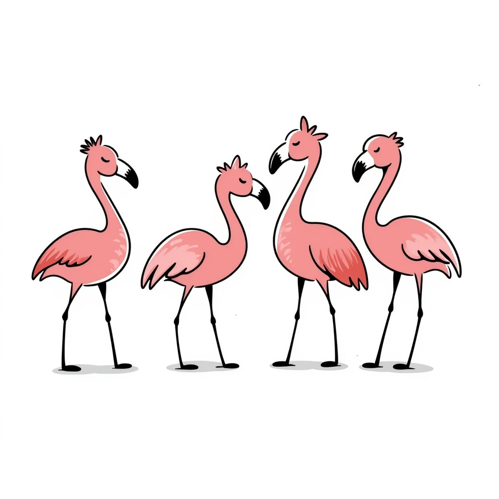group of cute flamingos standing together emoji