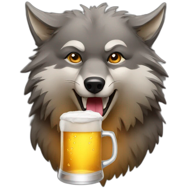 Wolf drink beer emoji
