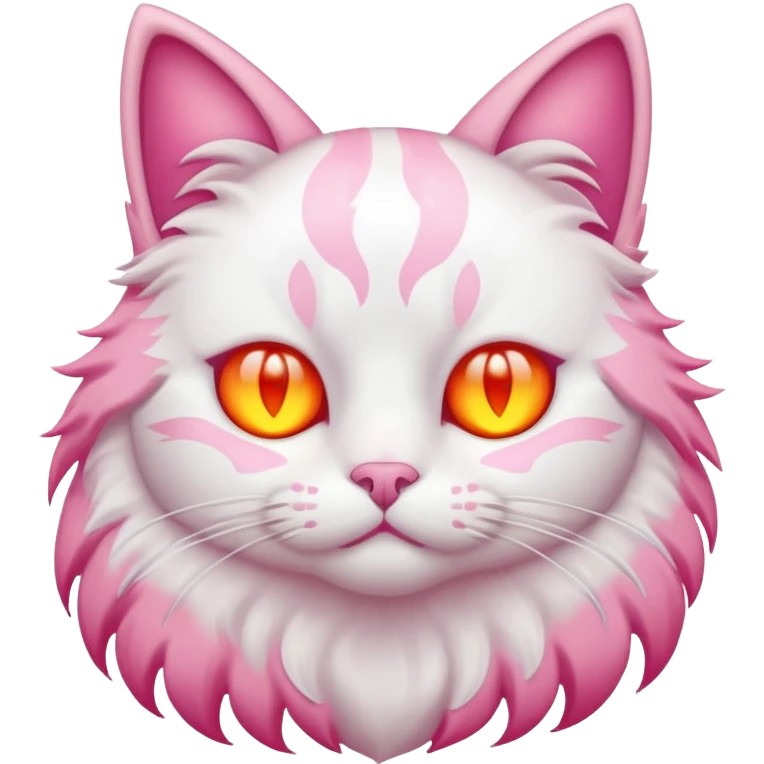 Pink and white Cat with heat eyes  emoji