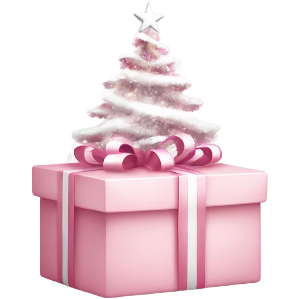 Light pink Christmas gifts under a white Christmas tree  emoji