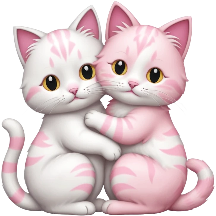 two white pink cats grooming each other emoji