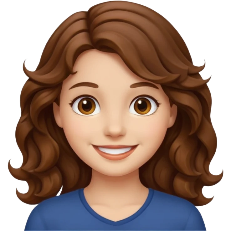 Aesthetic girl brown wavy hair emoji
