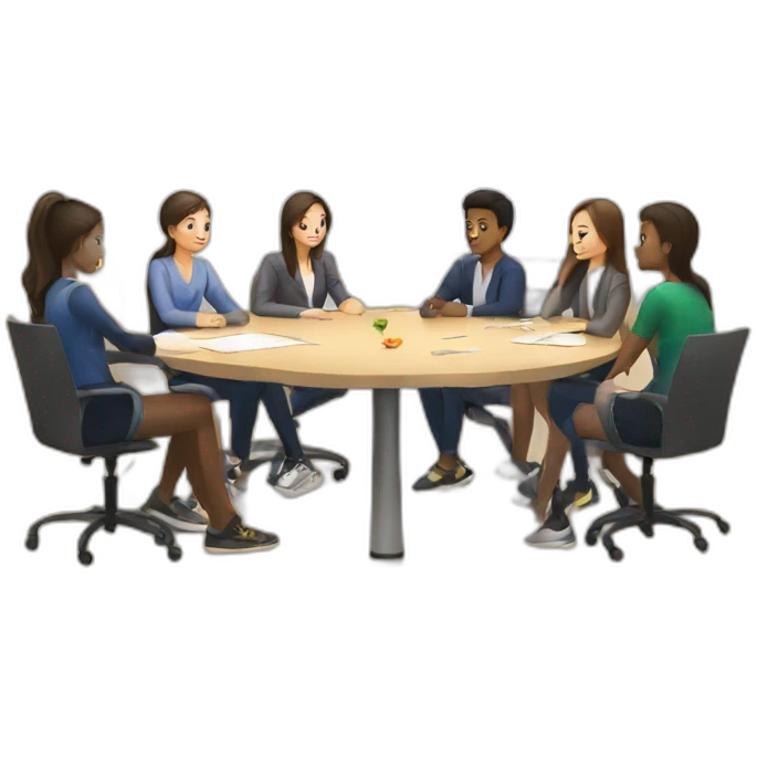 meeting table with young people seated emoji