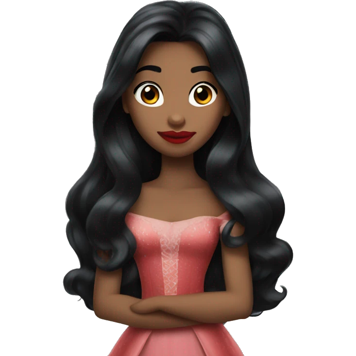 Disney Princess Black Long hair red lips emoji