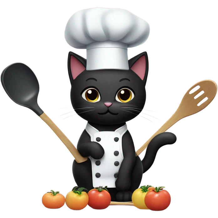 Black cat being a chef emoji