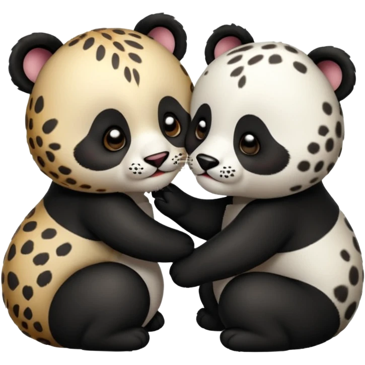 Leopard kissing a panda emoji