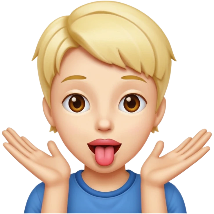 tongue out eemoji with one hand on each side emoji