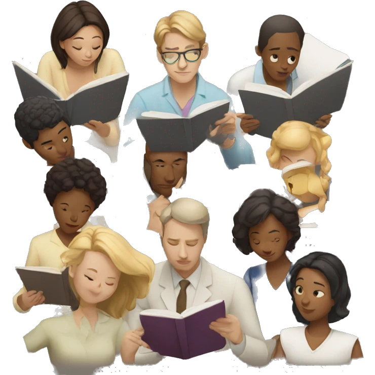 Group of people reading and analyzing emoji