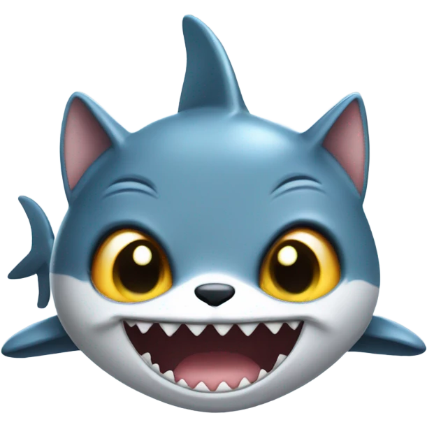 Adorable big eyed cat in shark costume   emoji