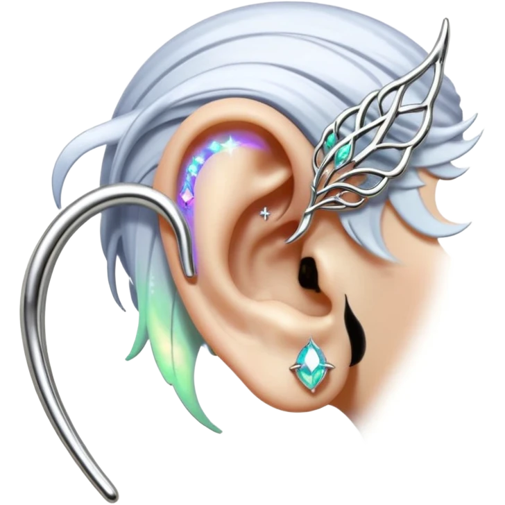 Elvish fae shiny sparkly iridescent translucent diaphanous ear climber ear cuff emoji