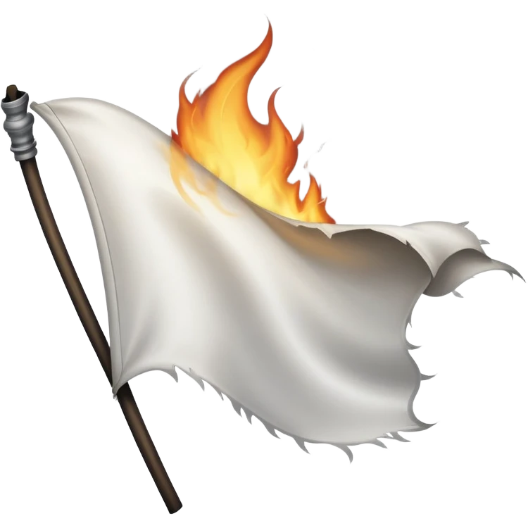 close-up plain white flag burning emoji
