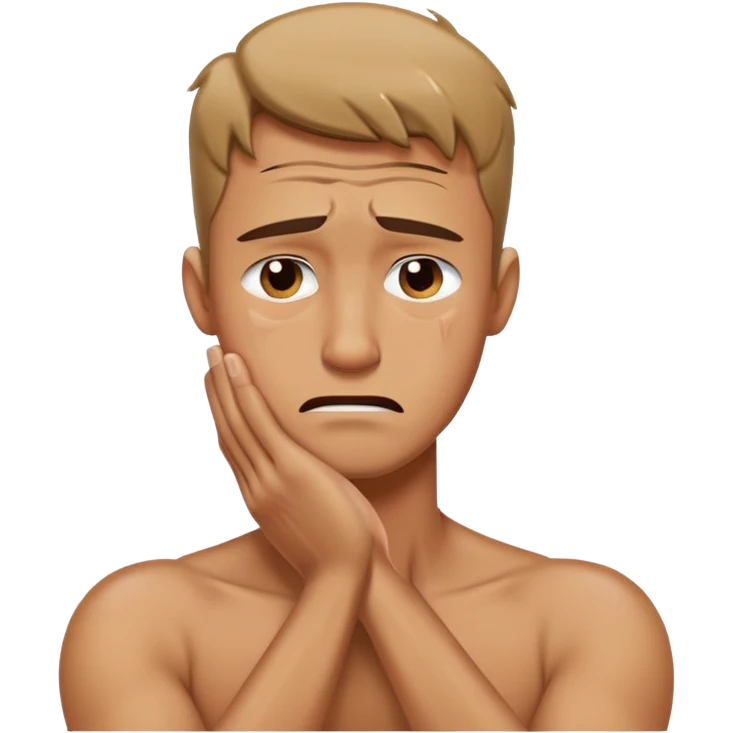 Man with arms crossed over front of his neck crying  emoji