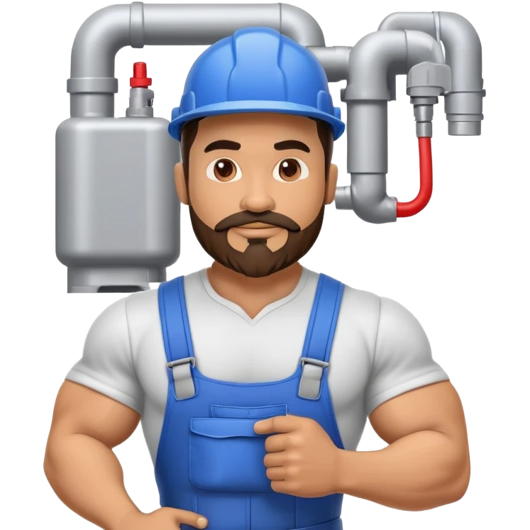 Hispanic HVAC technician with goatee beard as an action figure logo emoji