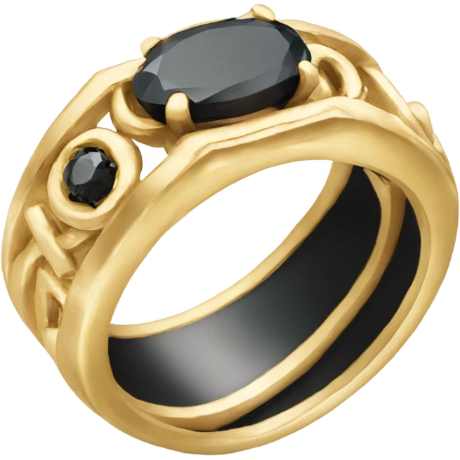 gold ring with black oval diamond emoji
