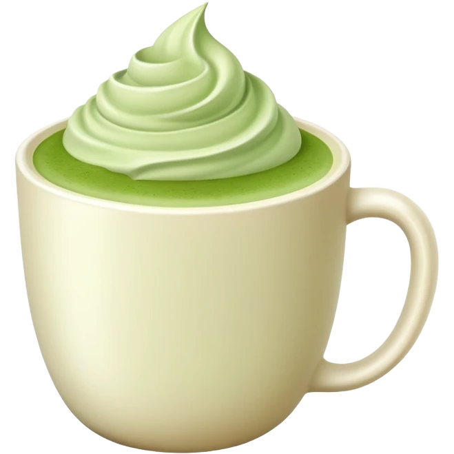green matcha latte in beige white cup emoji