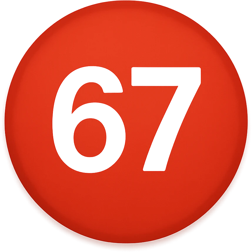 red circle emoji that says "67" emoji