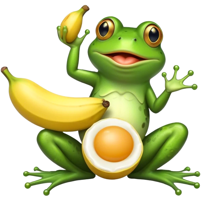 Frosch mit banane und 2 eiern emoji