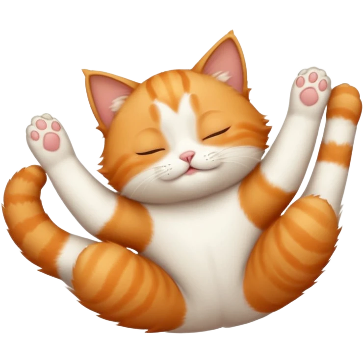 ginger and white small cat in funny positions upside down with eyes closed emoji