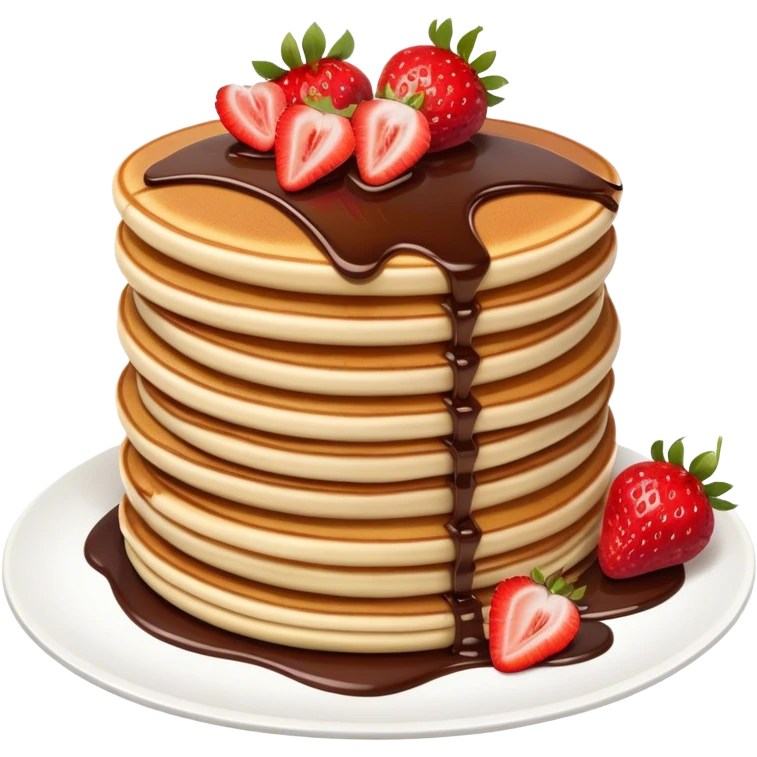 Double-layer pancakes with chocolate and strawberries emoji
