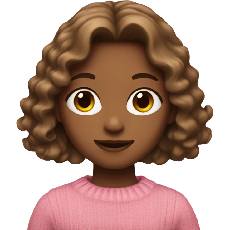 A girl with wavy slightly brown hair in a pink sweater emoji