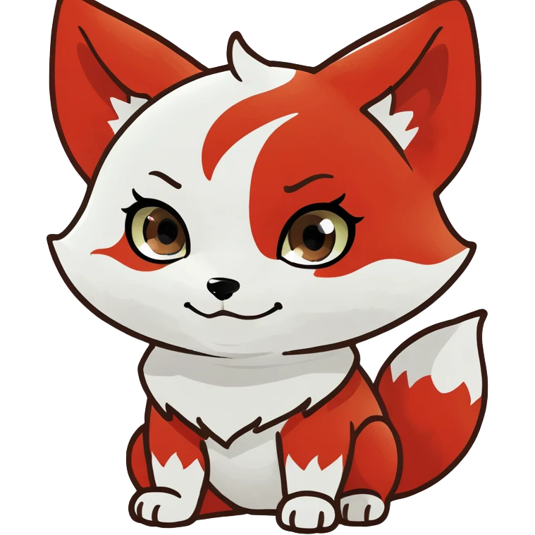 red white Chibi baby cute kitsune  emoji