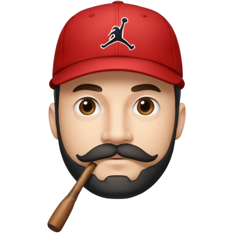 bearded guy with a Jordan baseball cap, handlebar mustache and beard, emoji style emoji