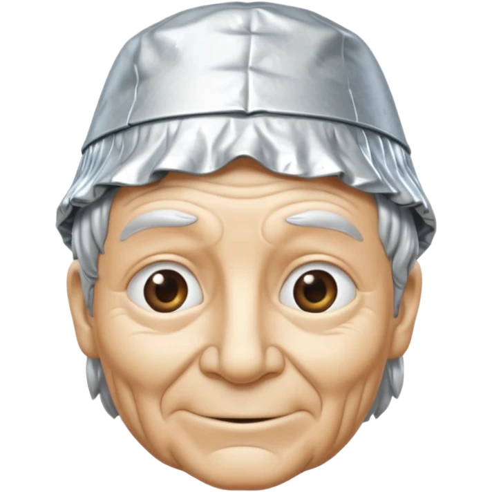 tin foil hat with smirking face emoji