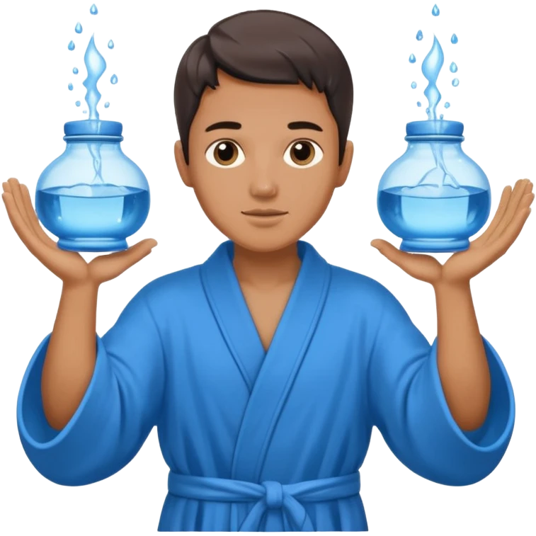 Water bearer holding do jars and spiking water inspired by aquarius sign emoji