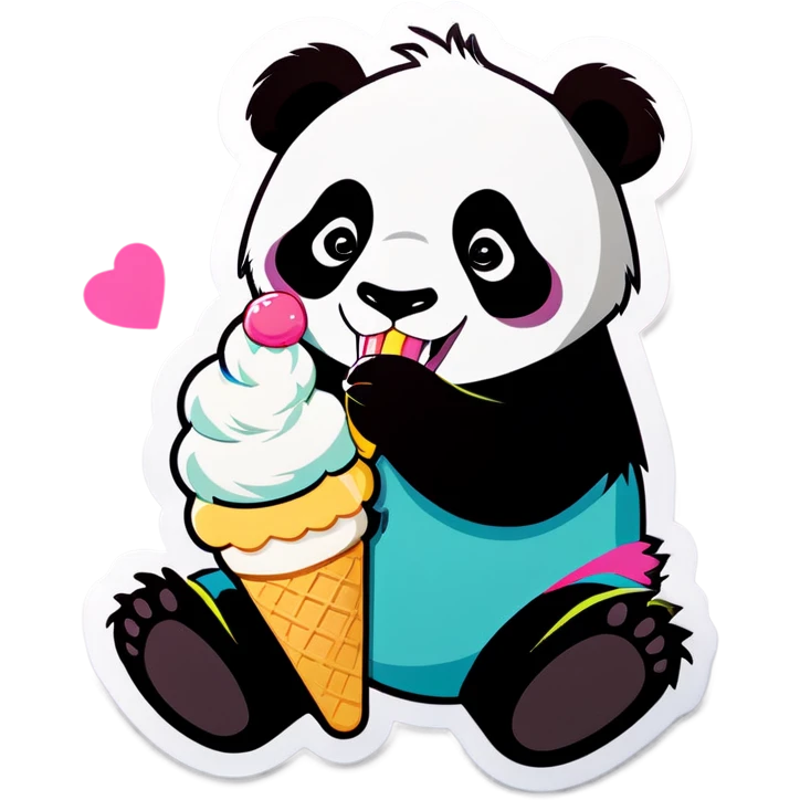 Panda eating ice cream emoji