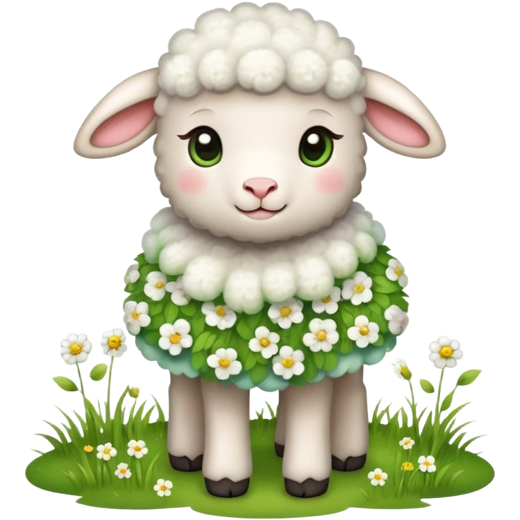 Little lamb wearing flower dress emoji