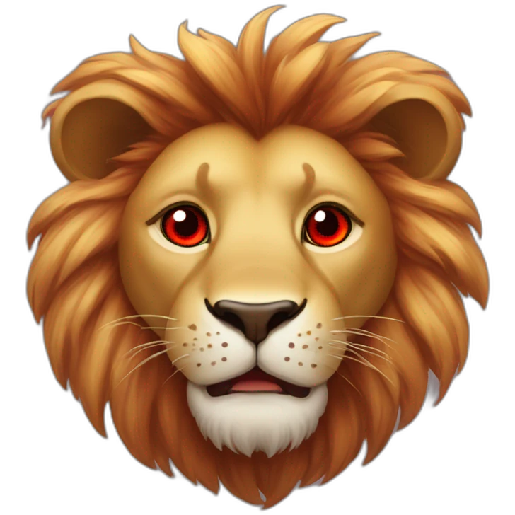 Lion face with red hearts in his eyes, he looks so much in love emoji