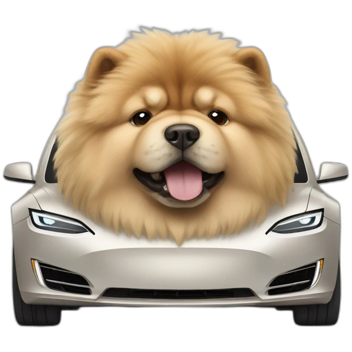 Chow chow in a tesla emoji