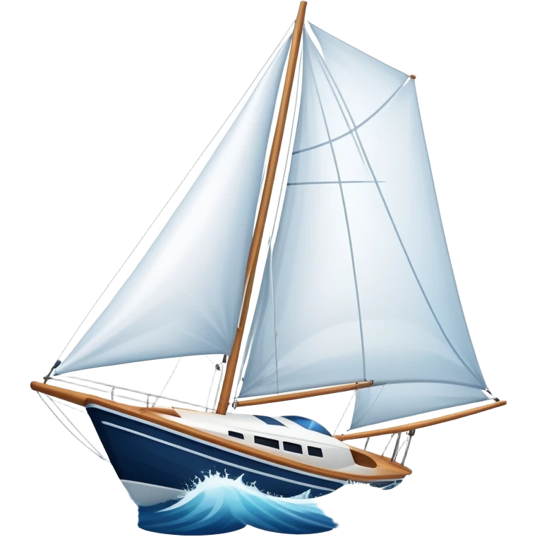 An icon featuring a sleek sailboat with billowing sails cutting through the waves. The design includes the boat's mast, a wind-filled sail, and water splashes, symbolizing the thrill and skill of sailing. Transparent background highlights the elegance and power of wind-driven sports. emoji