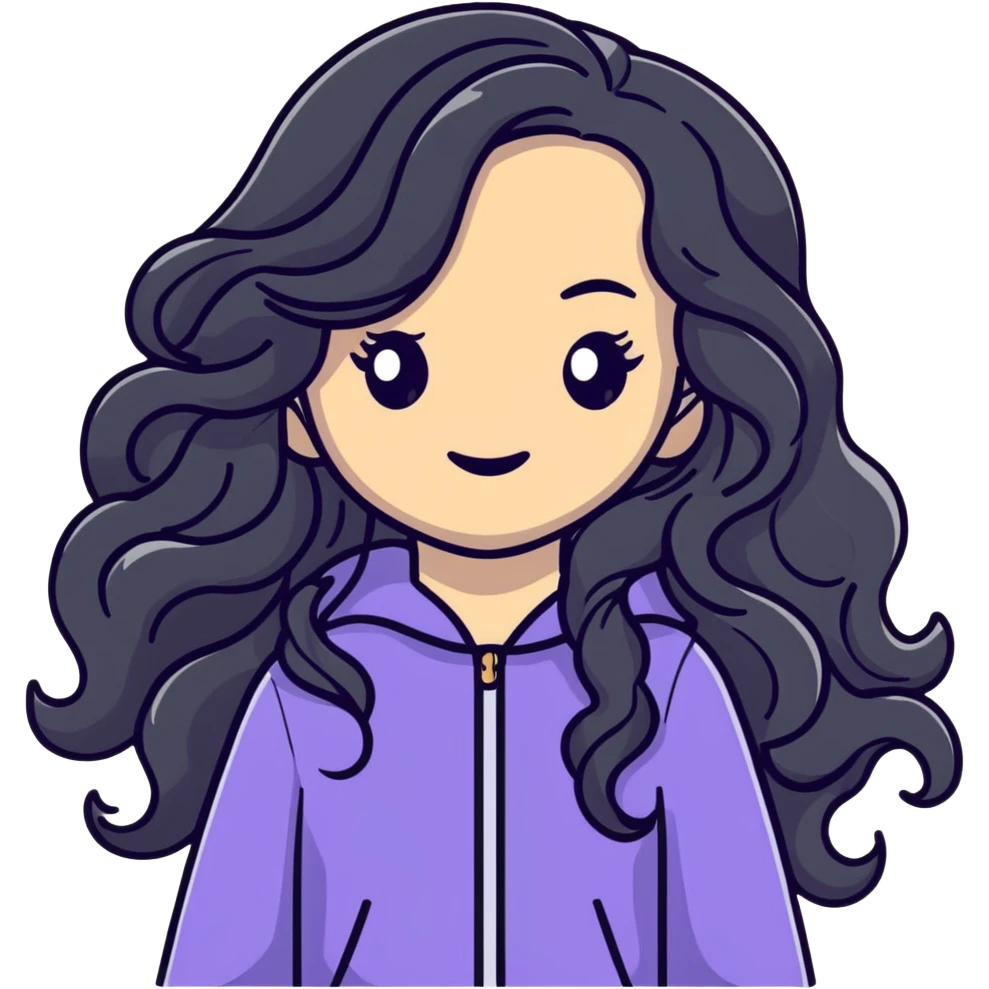 Stylish girl with long flowing wavy hair in fashionable outfit emoji