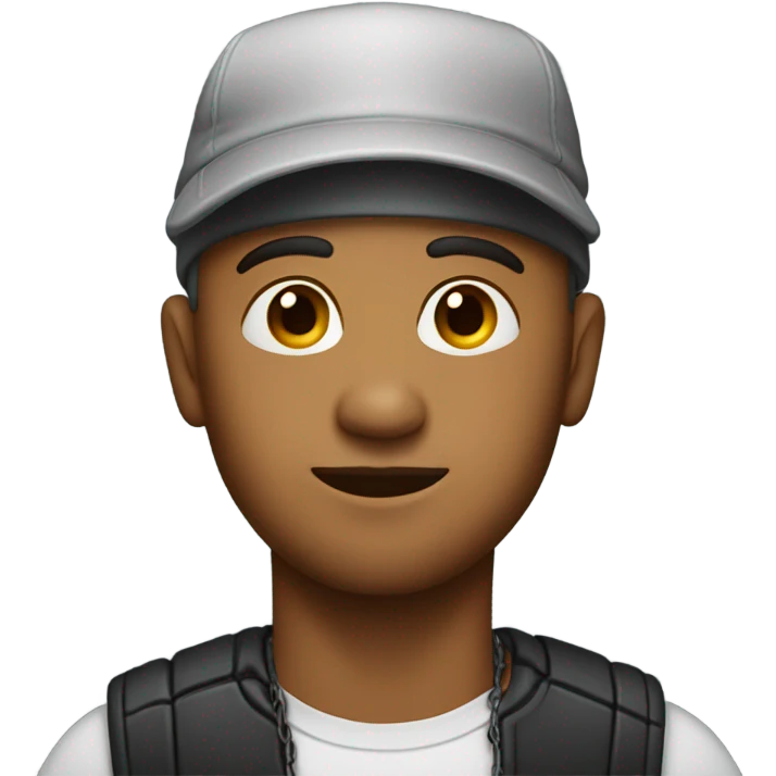 man with a sideways hat and a chain on emoji