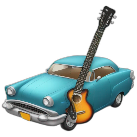 Car with a guitar emoji
