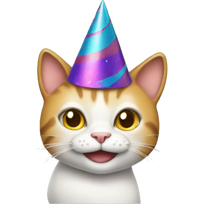 Smiling cat wearing a party hat emoji