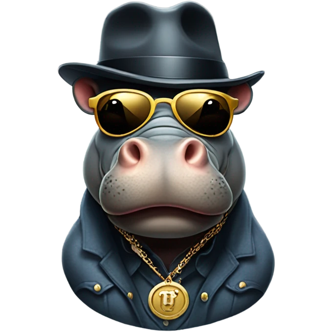 Gangster hippo emoji