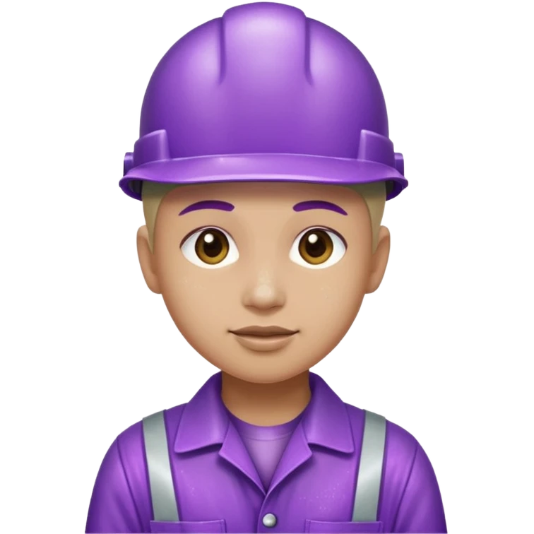 industrial worker wearing purple glittery clothes emoji