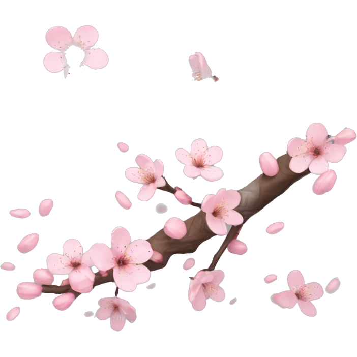 A cherry blossom tree branch with petals gently falling to the ground emoji