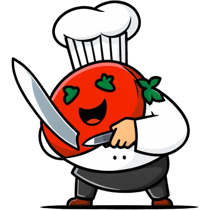 chef knife slicing through a juicy tomato emoji