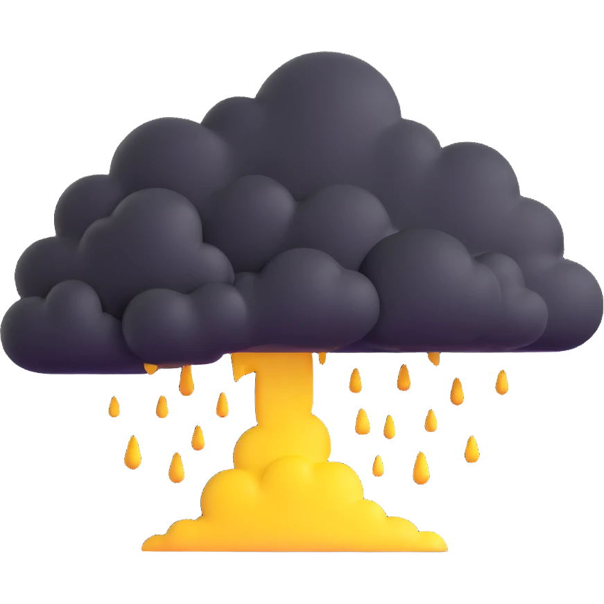 thundercloud with rain and lightning emoji