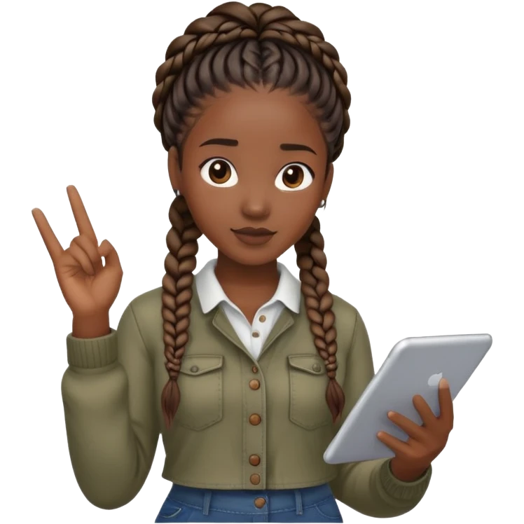 a black woman with braids no glasses teaching with casual clothes emoji