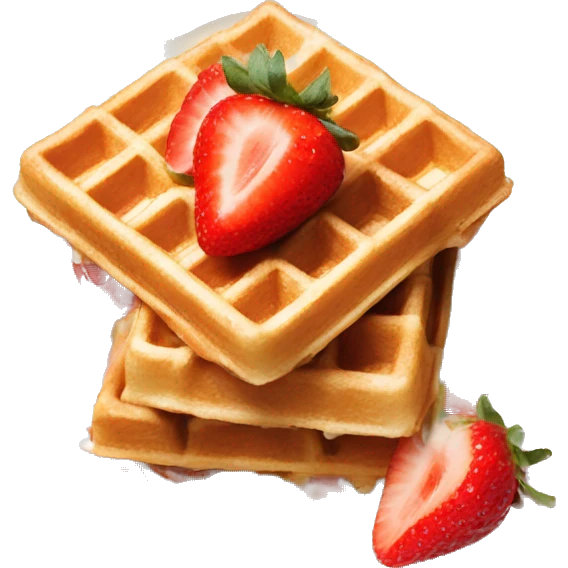 square waffles with cream and strawberries  emoji
