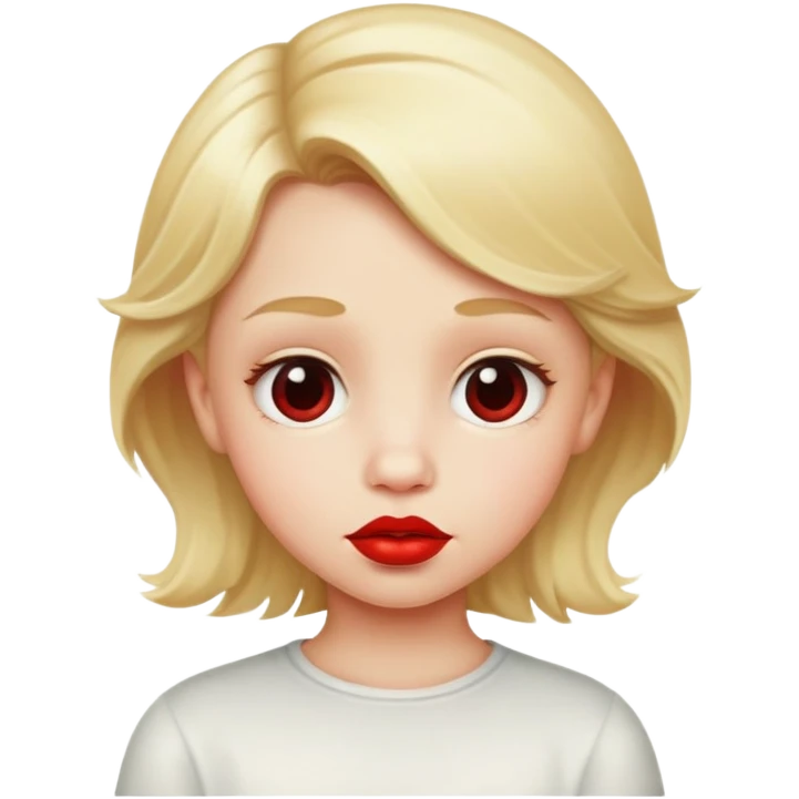 Blond kid big red lips emoji