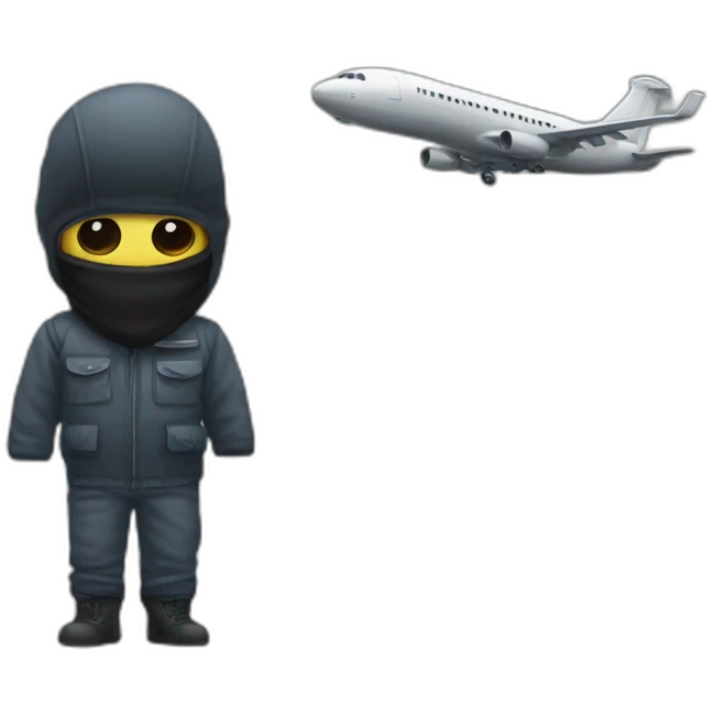 Balaclava Guy and plane towers emoji
